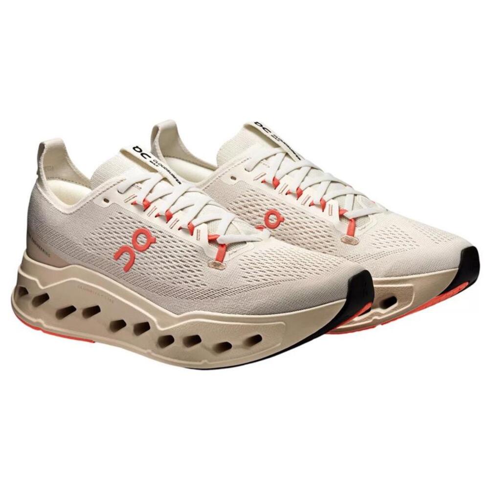 On Running Cloudnova Men's Sneakers in Plush Beige with Coral Accents